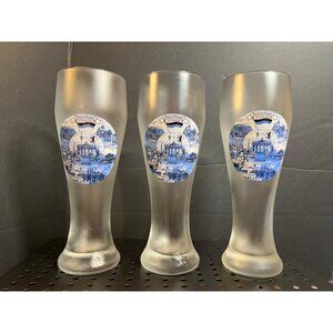 Lot of 3 Vintage German Beer Glass  9" Tall Deutschland Germany Berlin